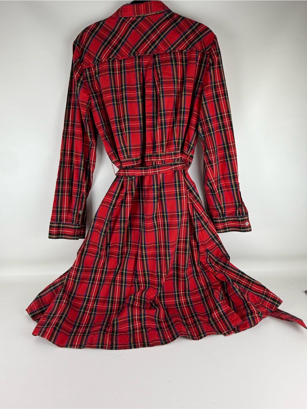 J. Crew Plaid Button-Front Tie-Waist Shirtdress - Size 14 - Picture 6 of 6